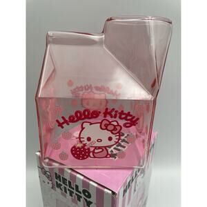 Sanrio Hello Kitty GLASS Strawberry Milk Carton Cup | 11.9 Oz NEW with Tag